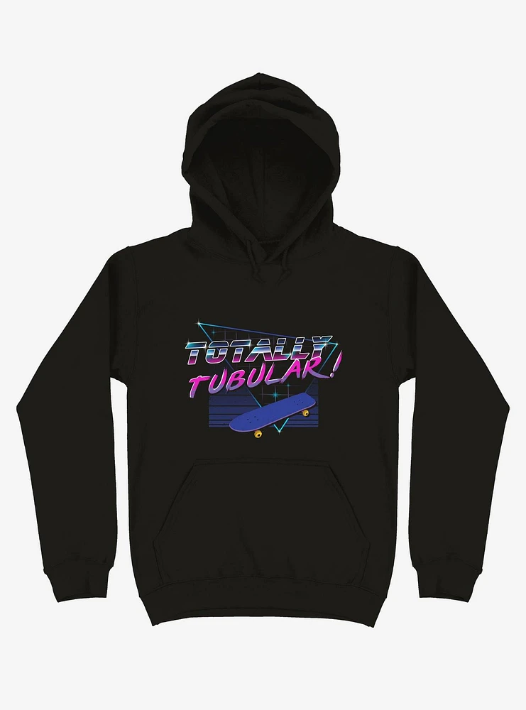 Totally Tubular Skateboard Vaporwave Black Hoodie