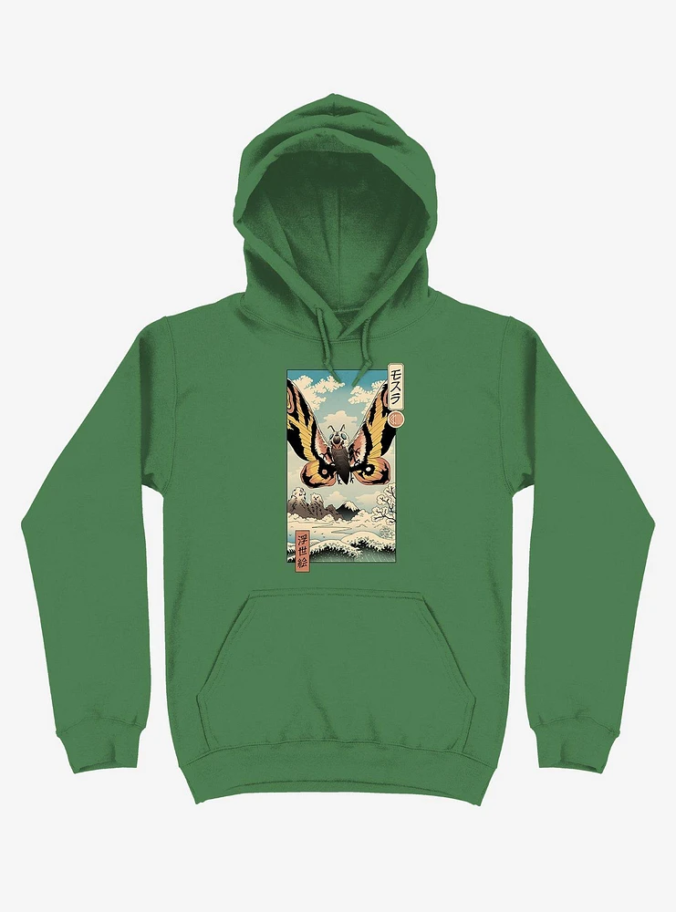 Ancient Moth Ukiyo-e Kelly Green Hoodie