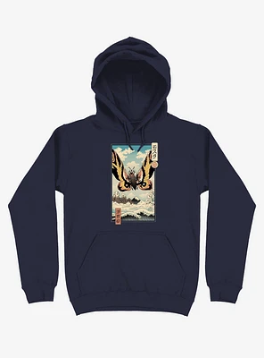 Ancient Moth Ukiyo-e Navy Blue Hoodie