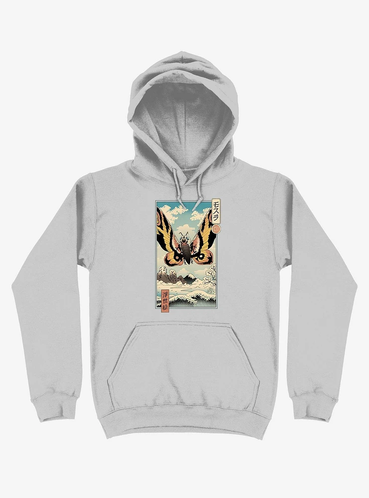 Ancient Moth Ukiyo-e Silver Hoodie