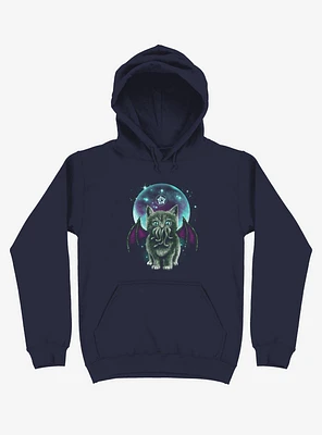 Cosmic Purrrcraft Navy Blue Hoodie