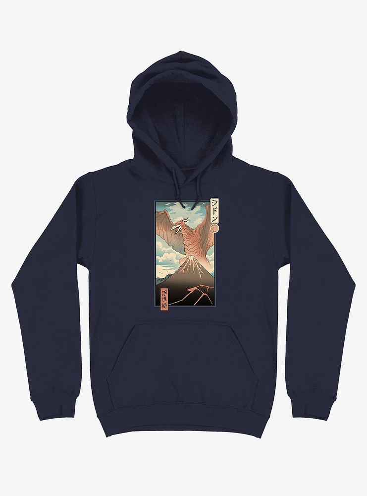 Irradiated Kaiju Ukiyo-e Navy Blue Hoodie