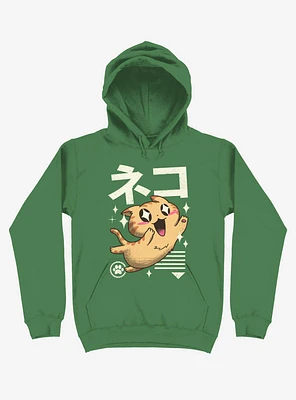 Kawaii Feline Kelly Green Hoodie