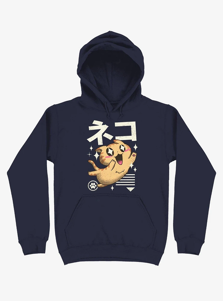 Kawaii Feline Navy Blue Hoodie