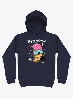 Kawaii Ice Cream Navy Blue Hoodie