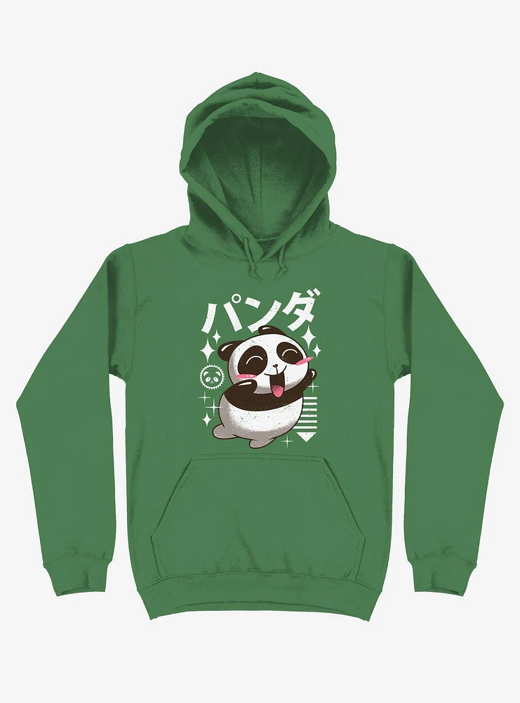 Kawaii Panda Kelly Green Hoodie