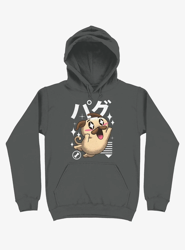 Kawaii Pug Asphalt Grey Hoodie