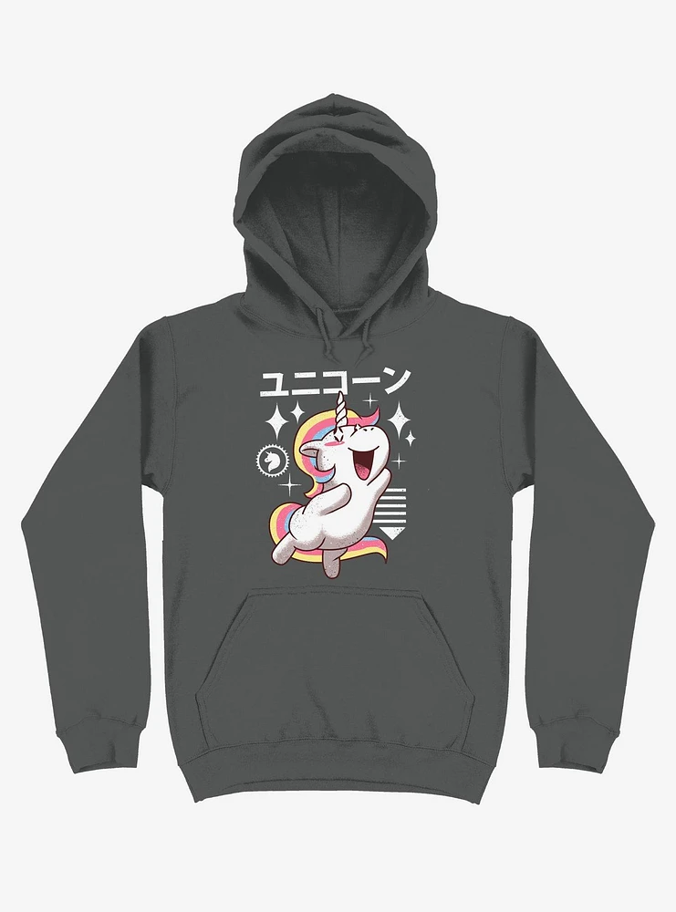 Kawaii Unicorn Asphalt Grey Hoodie