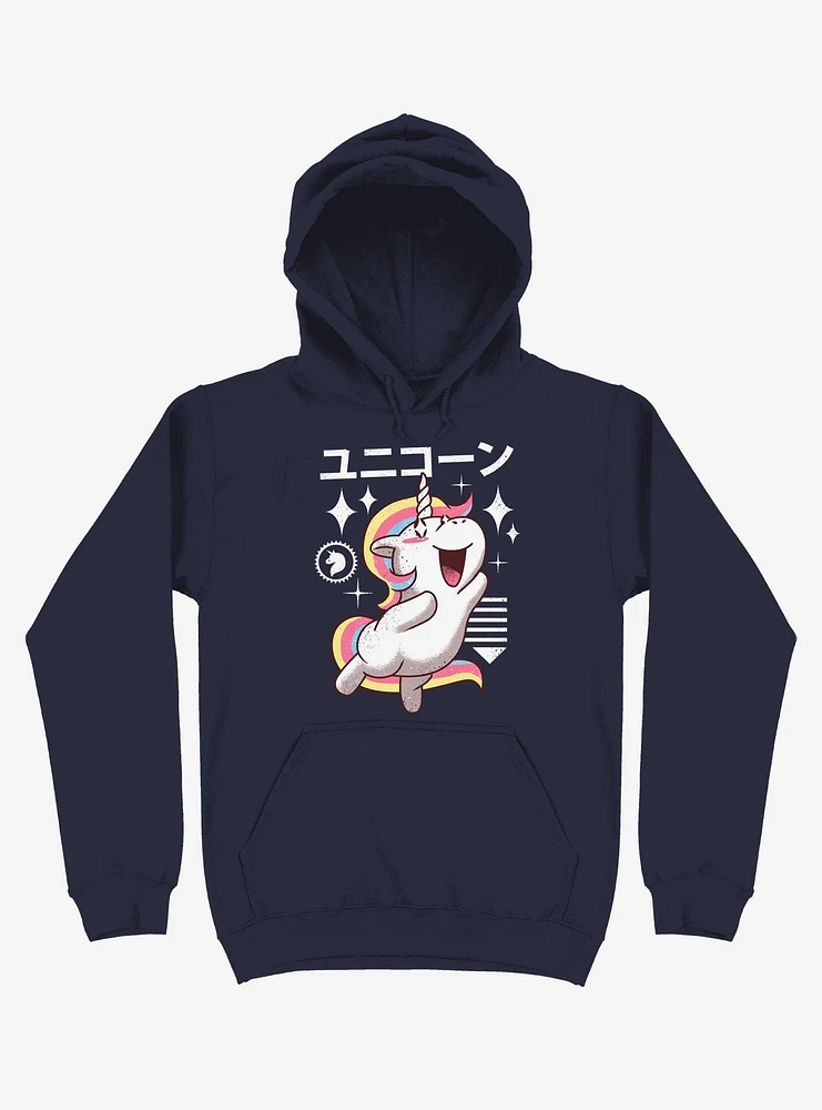 Kawaii Unicorn Navy Blue Hoodie