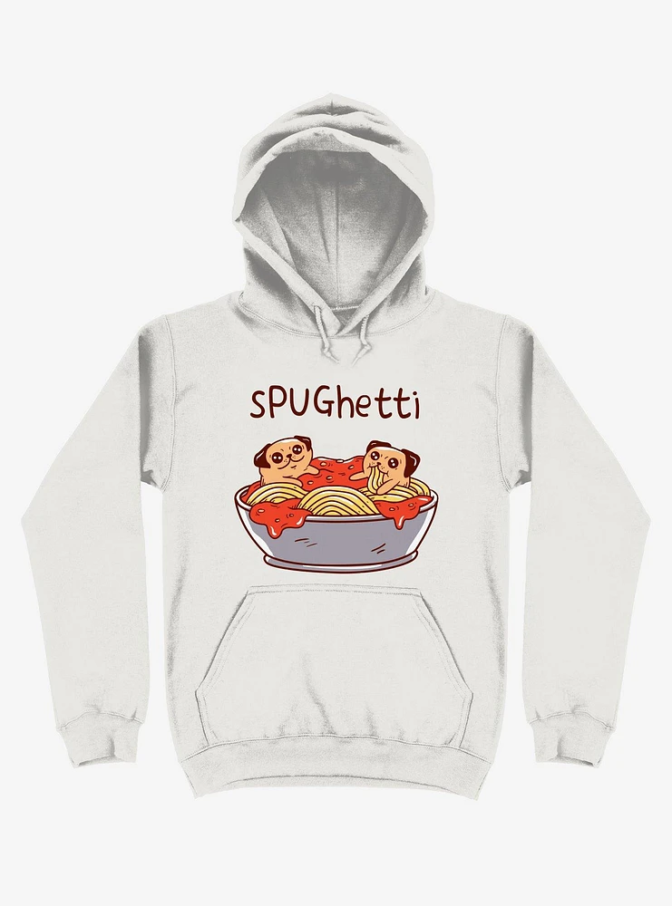 Spughetti Spaghetti Pugs White Hoodie