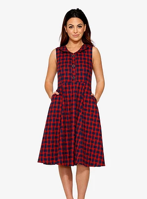 Red Check Fit & Flare Dress