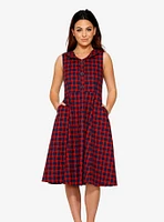 Red Check Fit & Flare Dress