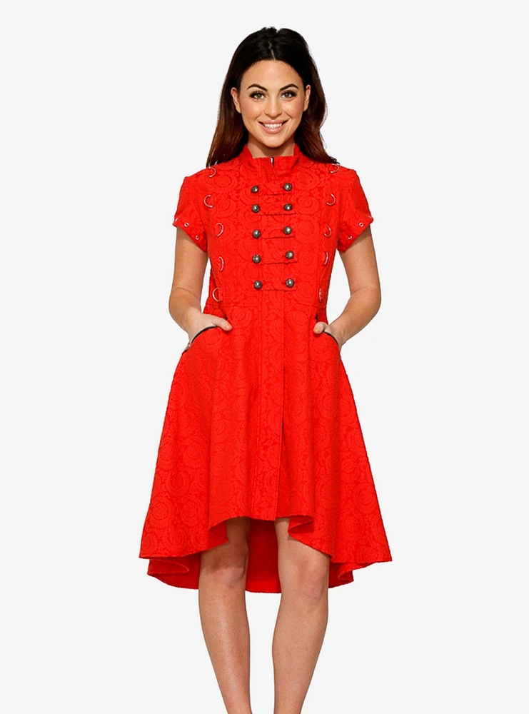 Red Jacquard Hi Lo Dress