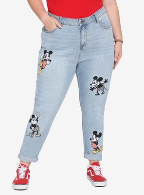 Her Universe Disney Mickey Mouse Embroidered Mom Jeans Plus