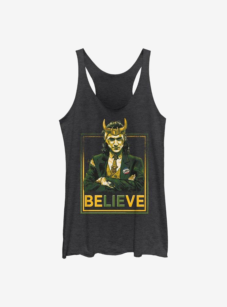 Marvel Loki Believe Political Motive Womens Tank Top