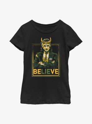 Marvel Loki Believe Political Motive Youth Girls T-Shirt