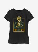 Marvel Loki Believe Political Motive Youth Girls T-Shirt