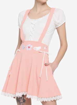 Pink Sakura Lace-Up Suspender Skirt