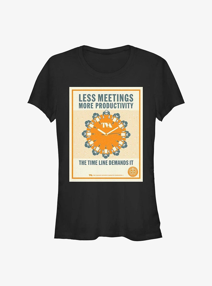 Marvel Loki Less Meetings More Productivity Girls T-Shirt