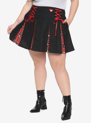 Skelanimals Plaid Contrast Pleated Skirt Plus