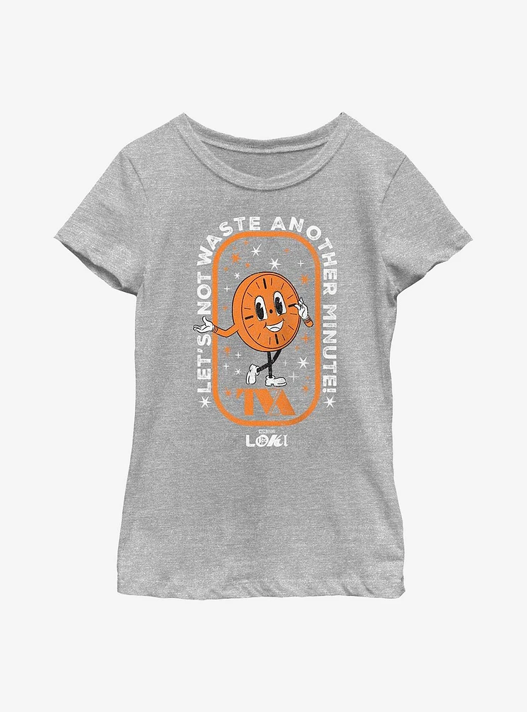 Marvel Loki Miss Minutes Let's Not Waste Another Minute Youth Girls T-Shirt