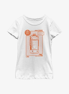 Marvel Loki TVA Standard Issue Reset Charge Youth Girls T-Shirt