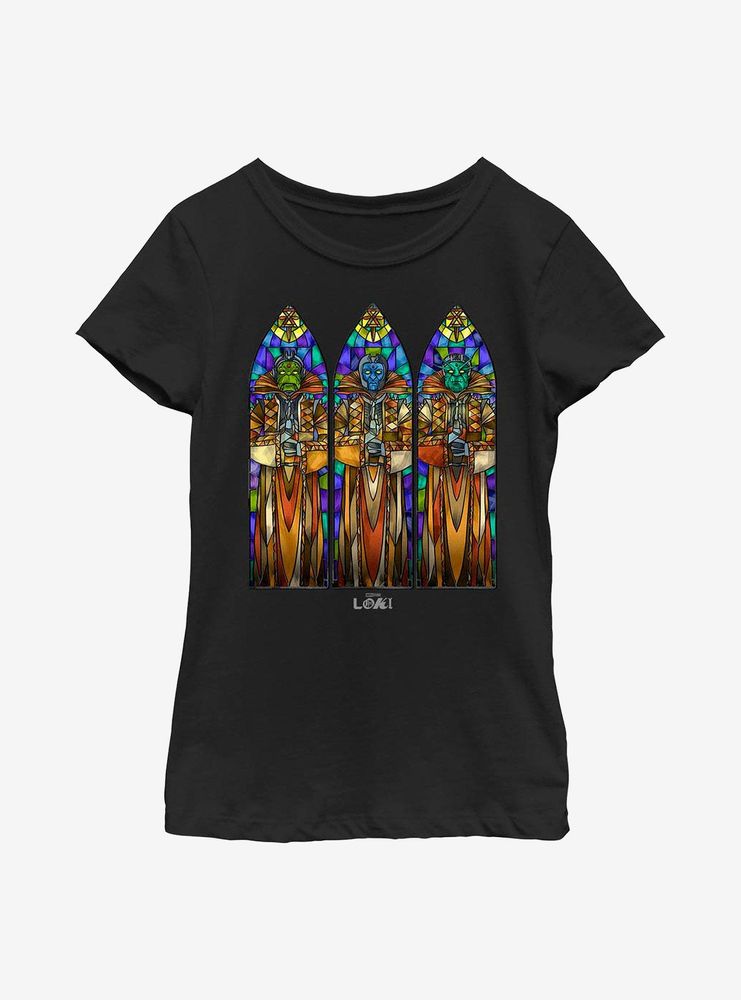 Marvel Loki Protect And Preserve Stained Glass Youth Girls T-Shirt