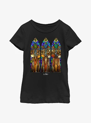 Marvel Loki Protect And Preserve Stained Glass Youth Girls T-Shirt