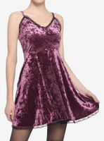 Purple Velvet Crystal Charm Dress