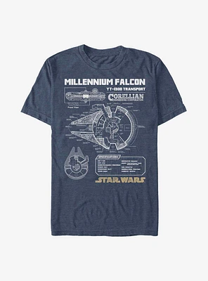 Star Wars Falcon Schematic T-Shirt