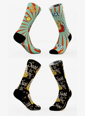 Peace and Just Be One Bitty Buda Socks 2 Pack