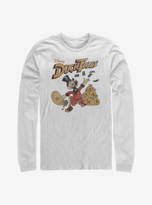 Disney Ducktales Scrooge Throwing Dollars Long-Sleeve T-Shirt