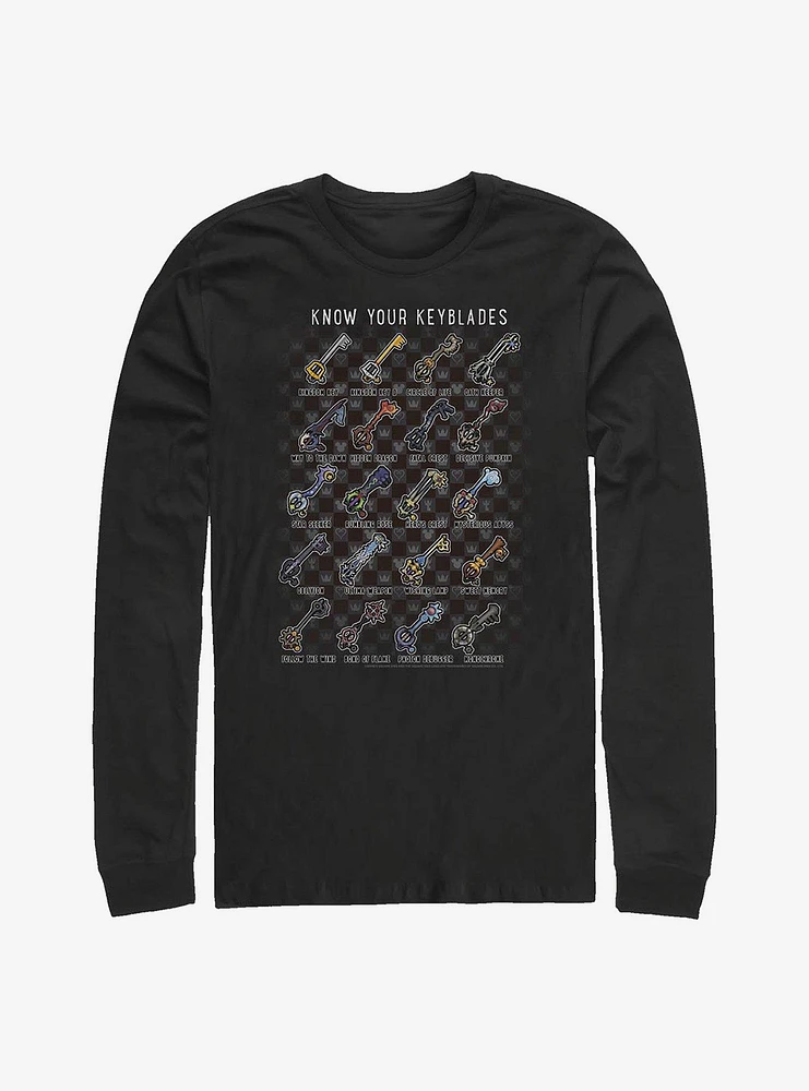 Disney Kingdom Hearts Keyblades Chart Long-Sleeve T-Shirt
