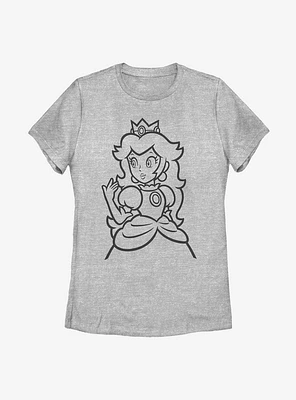 Nintendo Super Mario Peach Outline Womens T-Shirt