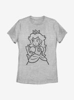 Nintendo Super Mario Peach Outline Womens T-Shirt