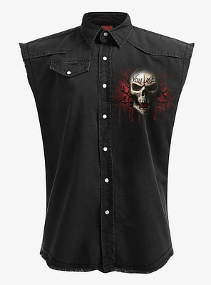 Game Over Sleeveless Woven Button-Up