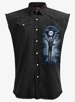 Grim Rocker Sleeveless Woven Button-Up