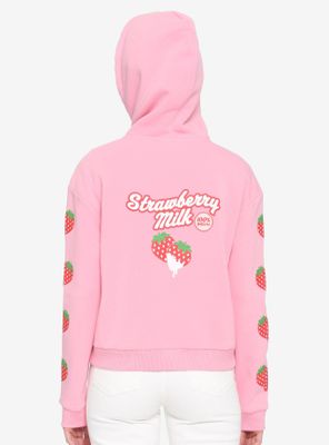 Strawberry Milk Girls Crop Hoodie