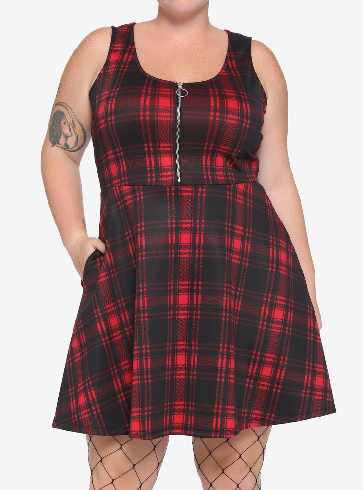 Hot Topic Red Black Plaid O Ring Dress Plus Hawthorn Mall