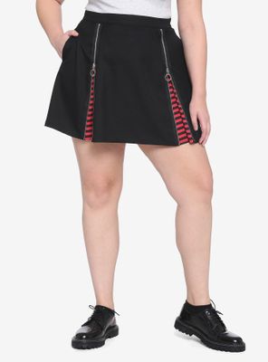 Black & Red Stripe Zipper Insert Skirt Plus