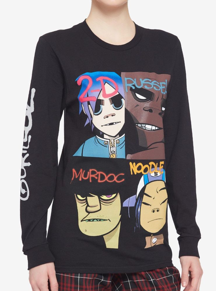 Gorillaz Band Member Grid Girls Long-Sleeve T-Shirt