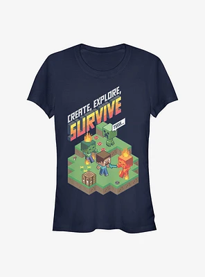 Minecraft Create Explore Survive Iso Girls T-Shirt