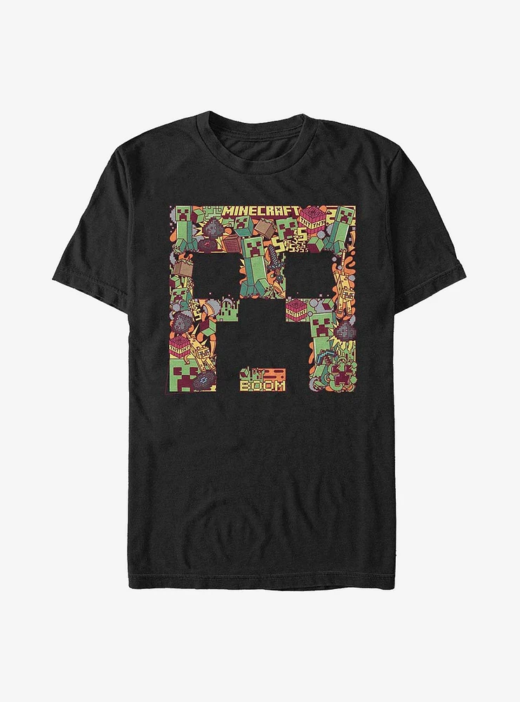 Minecraft Creeper Face Collage T-Shirt