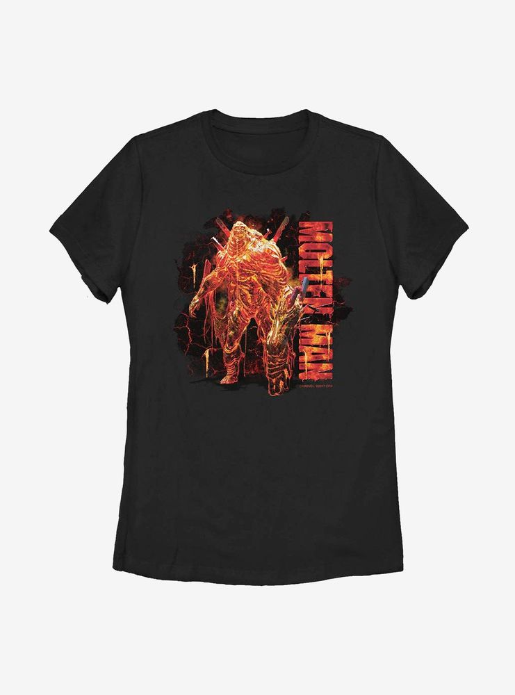 Marvel Spider-Man Molten Man Front Womens T-Shirt