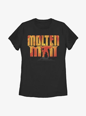 Marvel Spider-Man Molten Man Silhouette Womens T-Shirt