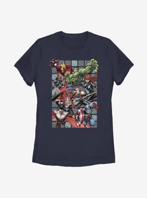 Marvel Avengers Assemble Squares Womens T-Shirt