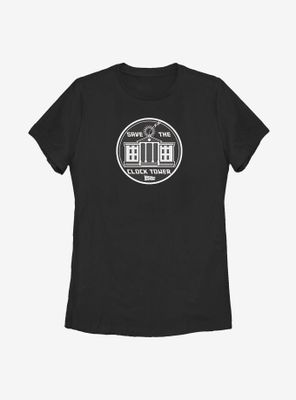 Back To The Future Clock Tower Button Womens T-Shirt