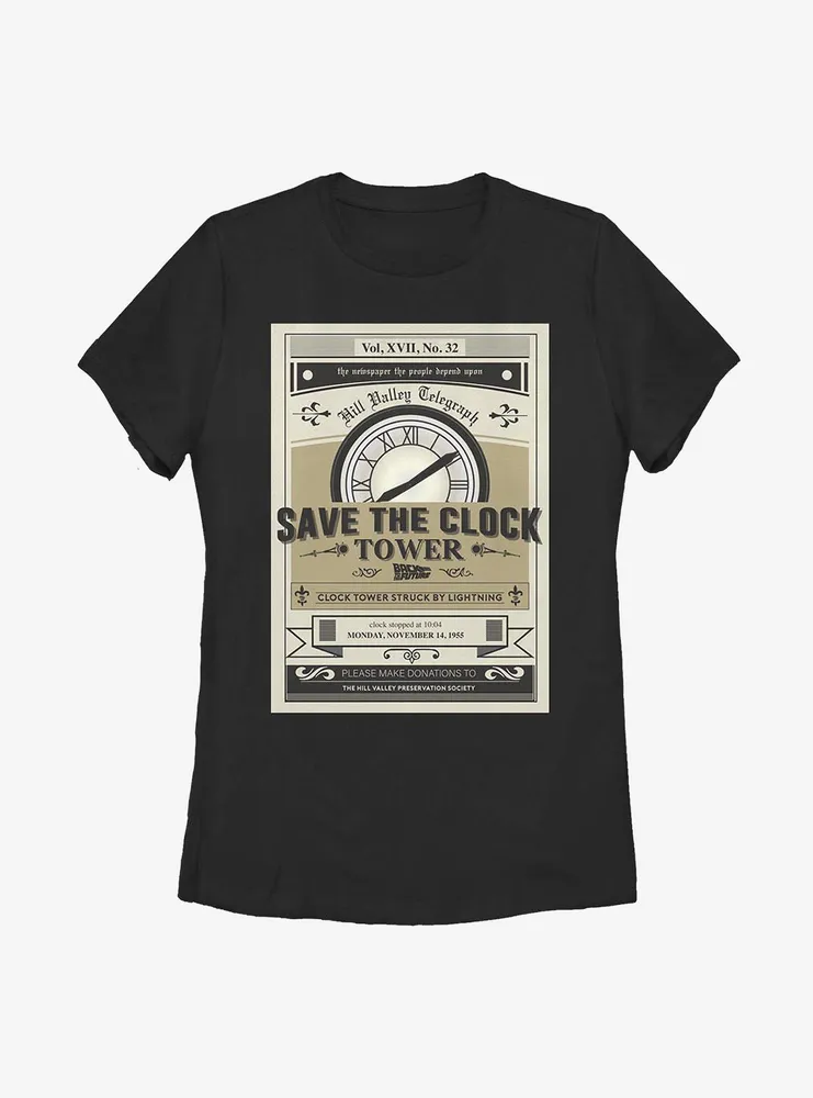 Back To The Future Clock Tower Flyer Womens T-Shirt