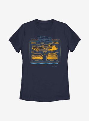 Back To The Future DeLorean Schematic Womens T-Shirt