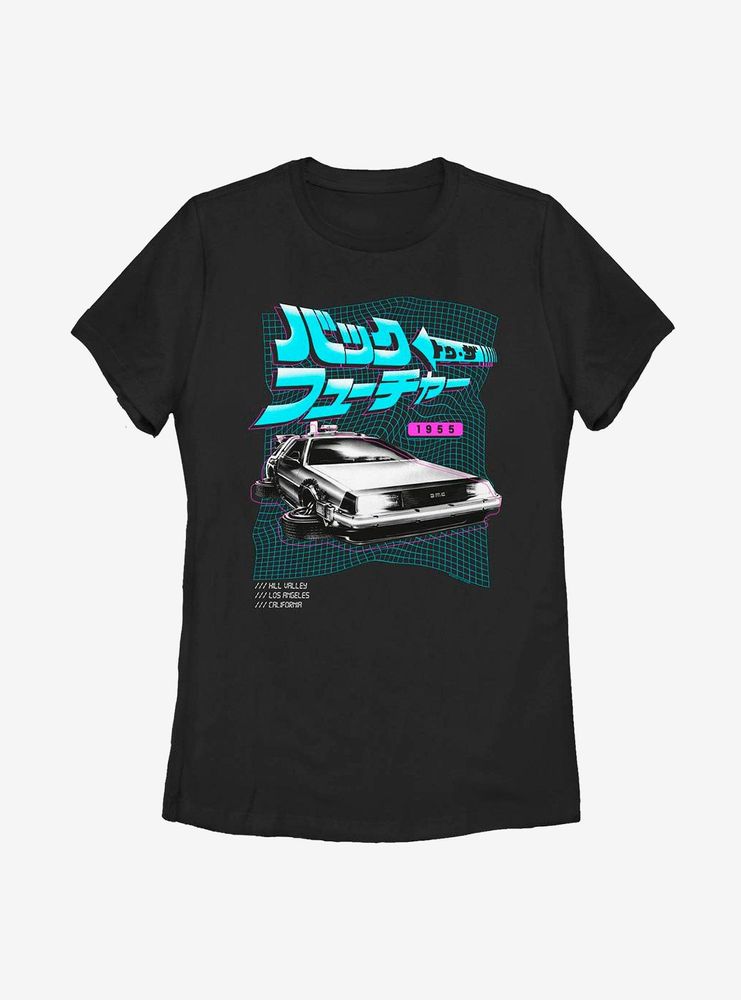 Back To The Future Japanese Text DeLorean Womens T-Shirt